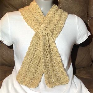 Neck warmer scarf hand crochet tan color